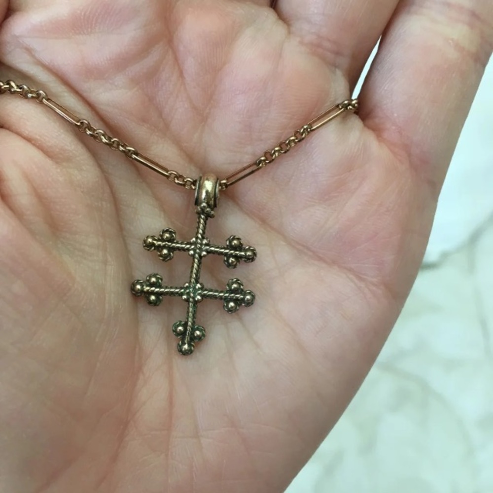 Vintage Byzantine Gold Cross Necklace - Picture 2 of 3
